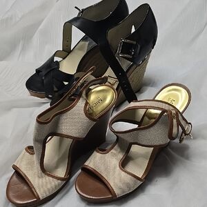 MICHAEL Michael Kors Black and Cream Wedges